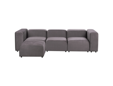BELIANI Falsterbo Sofá y Reposapiés Moderno Tapizado en Terciopelo Gris 278X105X70