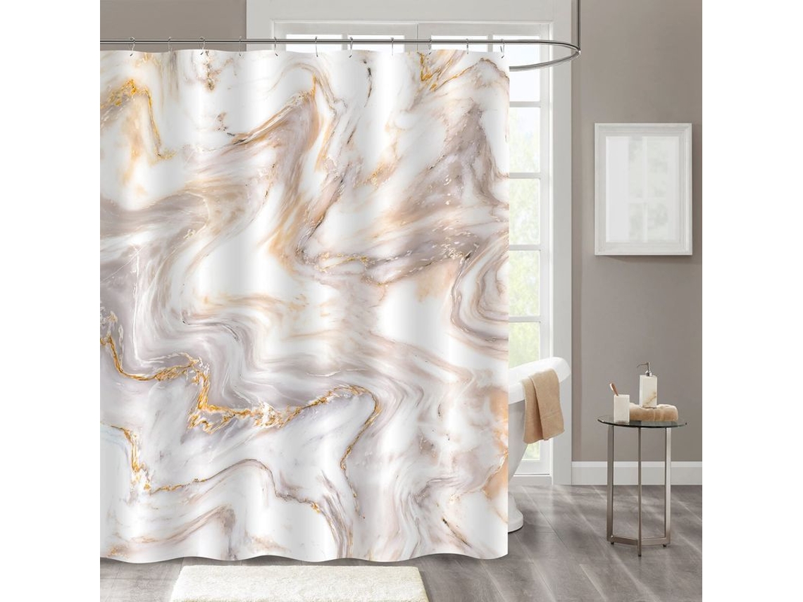 Juego De Cortina De Ducha Linjou De Mármol Oro Rosa, Decoración Moderna Para El Baño (180x180)