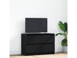 Mueble De Tv De Madera De Ingeniería Negro 80x35x54 Cm