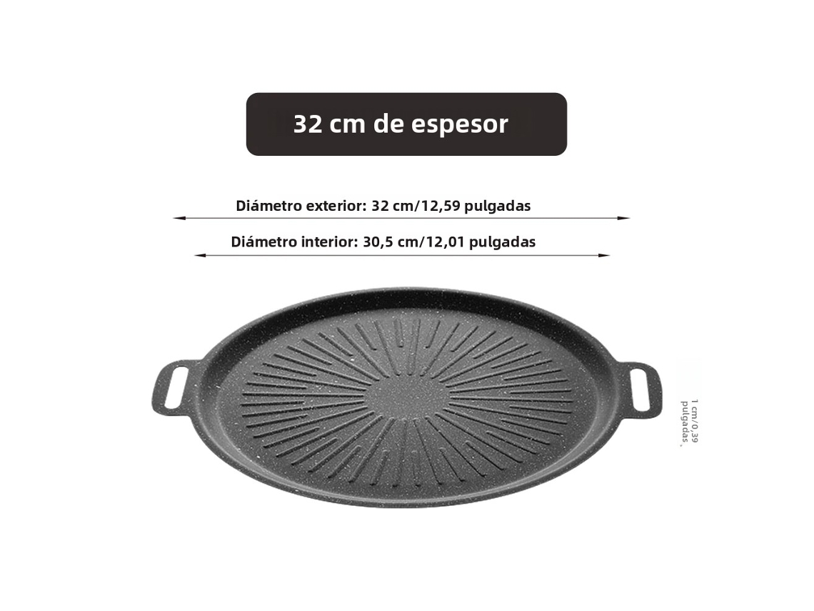 Sartén redonda antideslizante para barbacoa y horno. MDUG (32 cm)