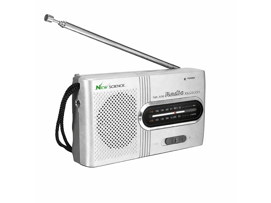 Mini Rádio Portátil Am/fm Com Altifalante Incorporado New Sciense Bjlr21 Cinzento