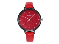 Reloj De Cuarzo Cmk Para Mujer Con Correa De Piel Sintética Rosa Con Diseño De Estrella.