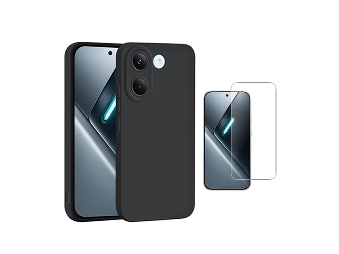 Kit Vidro Clearglass Capa Silicone Líquido Phonecare Para Xiaomi Poco X8 Pro 5g - Preto