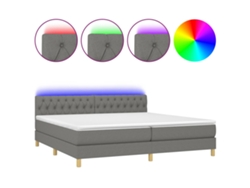 Maison Exclusive - Cama Box Spring Con Colchón Y Led Tela Gris Oscuro 200x200 Cm