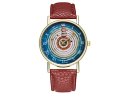Reloj De Cuero Para Hombres Y Mujeres Pareja Dial Redondo De Cuarzo Moda Café