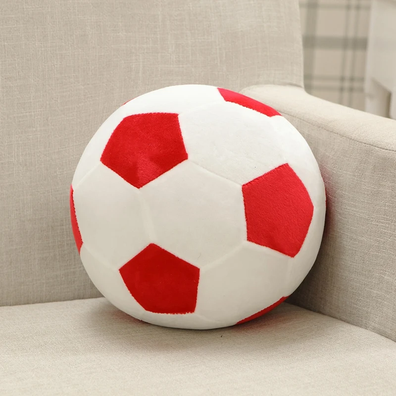 (blanco Y Rojo, 30 Cm) Peluche Suave Con Forma De Balón De Fútbol