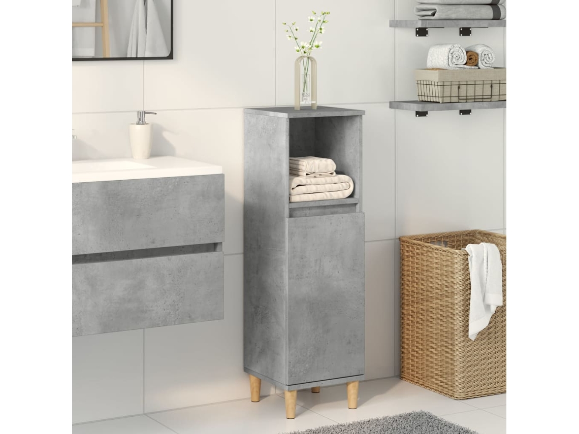 Armario De Baño Madera Contrachapada Gris Hormigón 30x30x100 Cm