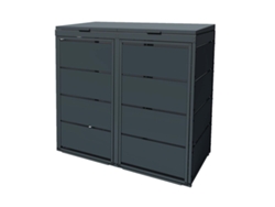 Cubo Para Contenedores Exterior Doble De Acero Galvanizado - Cobertizo Para 2 Contenedores De 240 Litros - Gris Antracita Ral7016