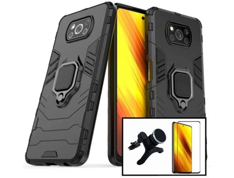 Kit Funda, Protector y Soporte Xiaomi Poco X3 Pro PHONECARE Negro
