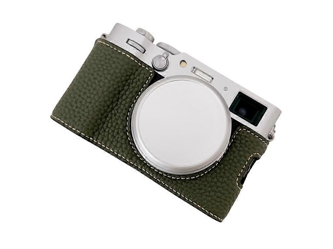 Bolsa de cuero con textura de lichi para cámara Fujifilm X100vi, cubierta inferior, batería fácil de reemplazar.