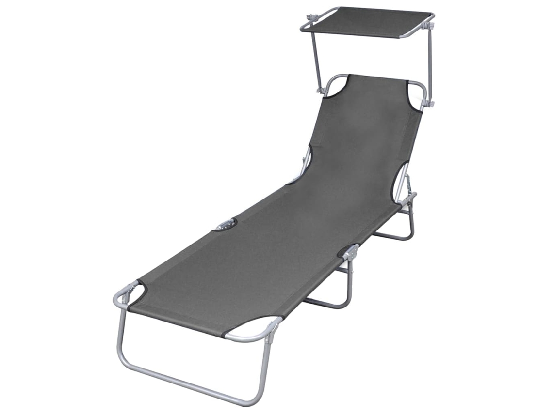Tumbona Lounger con Toldo Acero Gris