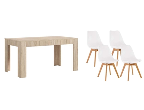 Pack Mesa Extensible de Comedor o Cocina Cambria 4 Sillas Nordic Blanco SALDOSYSTOCKS