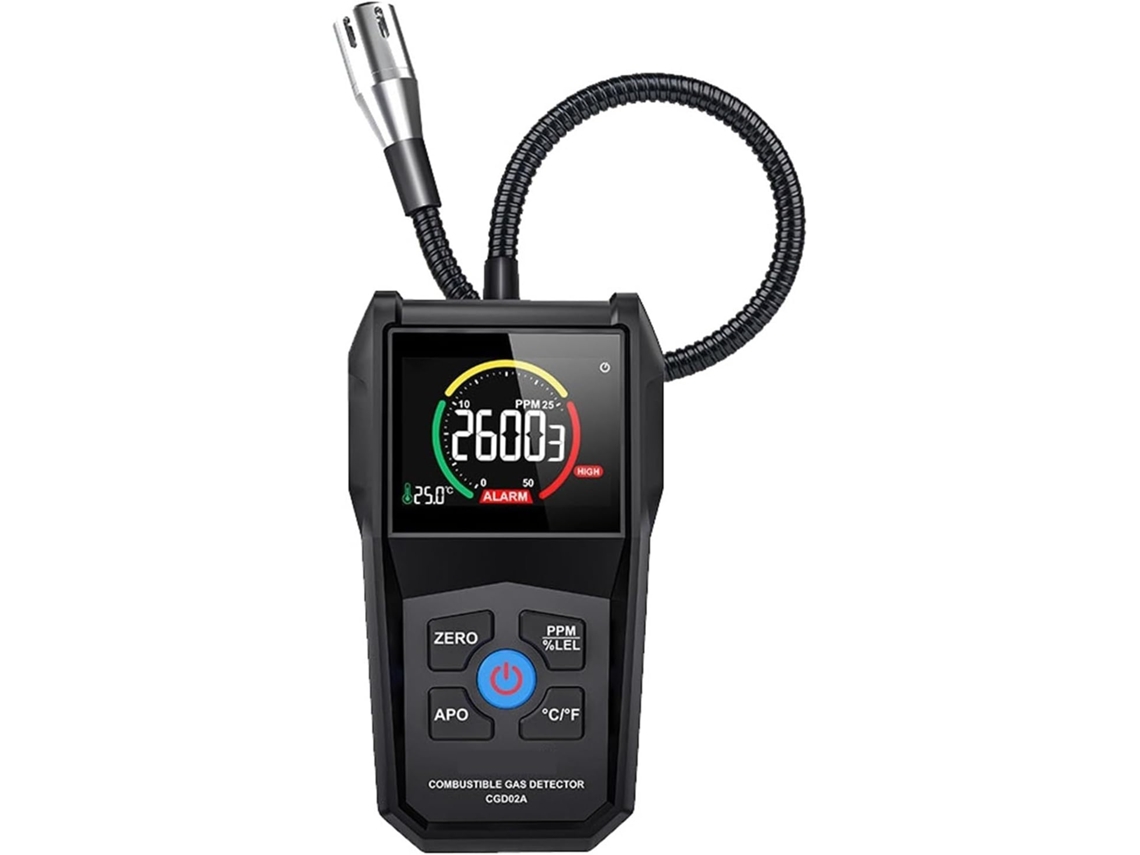 Cgd02a Analizador De Detector De Gas Combustible 50000 Ppm Lel Fuite Ecran Lcd Alarma Sonora Et