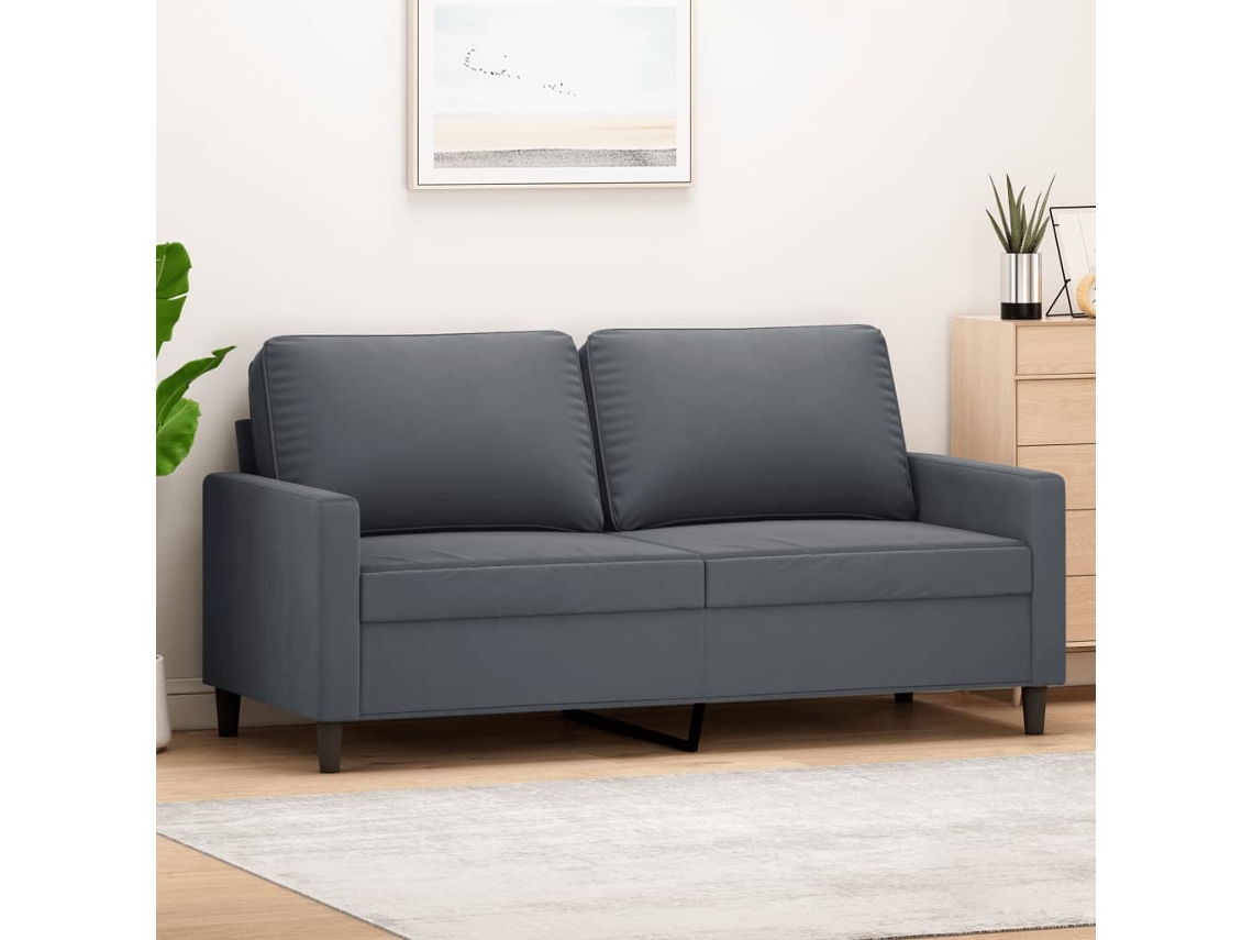Sofá De 2 Plazas De Terciopelo Gris Oscuro 140 Cm