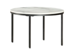 Mesa de Centro de Apoyo Ø 65 cm Mármol Genuino Macizo Blanco y Negro