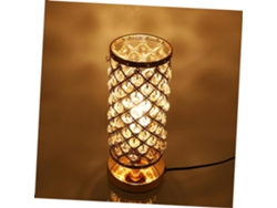 Lámpara De Mesa De Cristal Dorado Con Botón Pulsador, Lámpara Decorativa De Interior Para Sala De Estar.