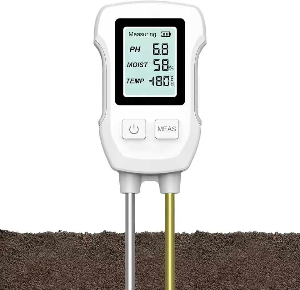 ( Blanco) Analizador Digital De Suelo Lcd Tricombinado, Que Mide Ph, Humedad Y Temperatura Del Suelo, Alta Precisión, Con Retroiluminación