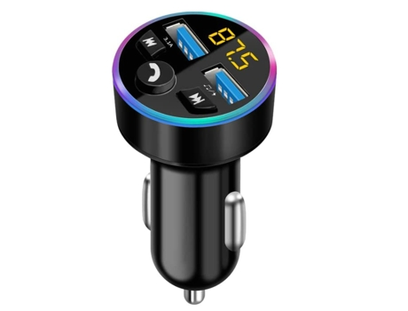 Cargador de coche Bluetooth, transmisor FM Bluetooth adaptador de radio inalámbrico en el coche para reproductor de música, kit de teléfono de coch...