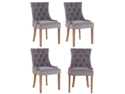 Juego de 4 sillas de comedor terciopelo gris Aberdeen/antiguo claro CLP
