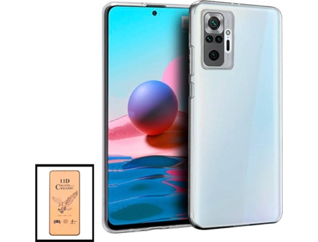 Kit Funda SuperProtect Anti-Shock y Cristal Templado CeramicGlass Full Cover Xiaomi Redmi Note 10s PHONECARE Transparente