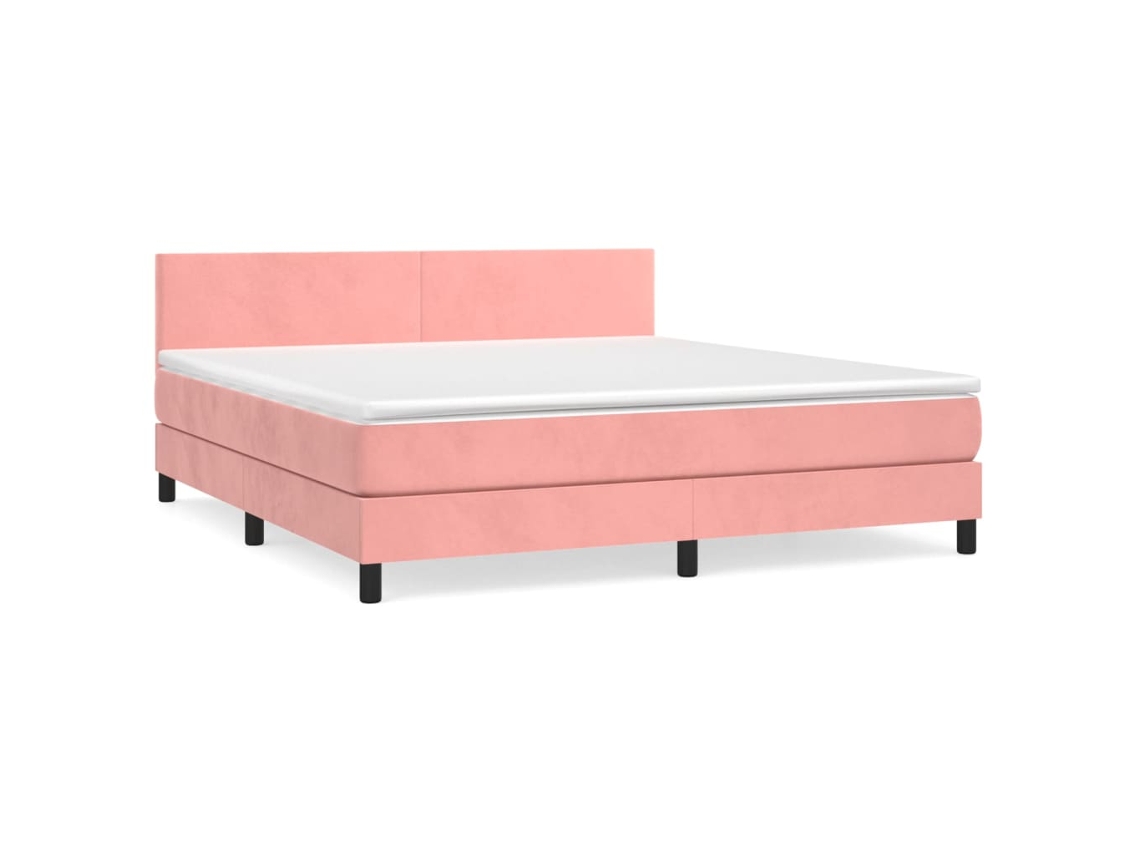 Maison Exclusive - Cama Box Spring Con Colchón Terciopelo Rosa 160x200 Cm