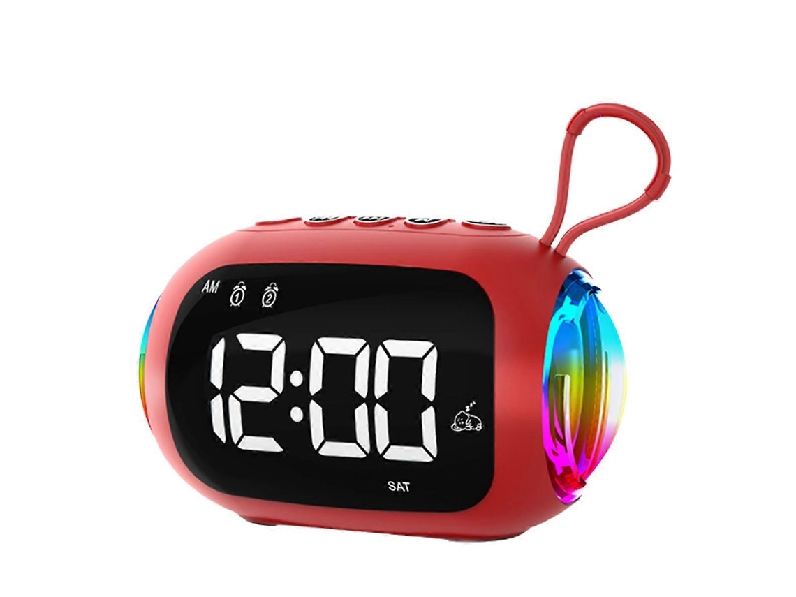 Reloj despertador con radio FM y altavoces Bluetooth, luz colorida y subwoofer, C Yunzii