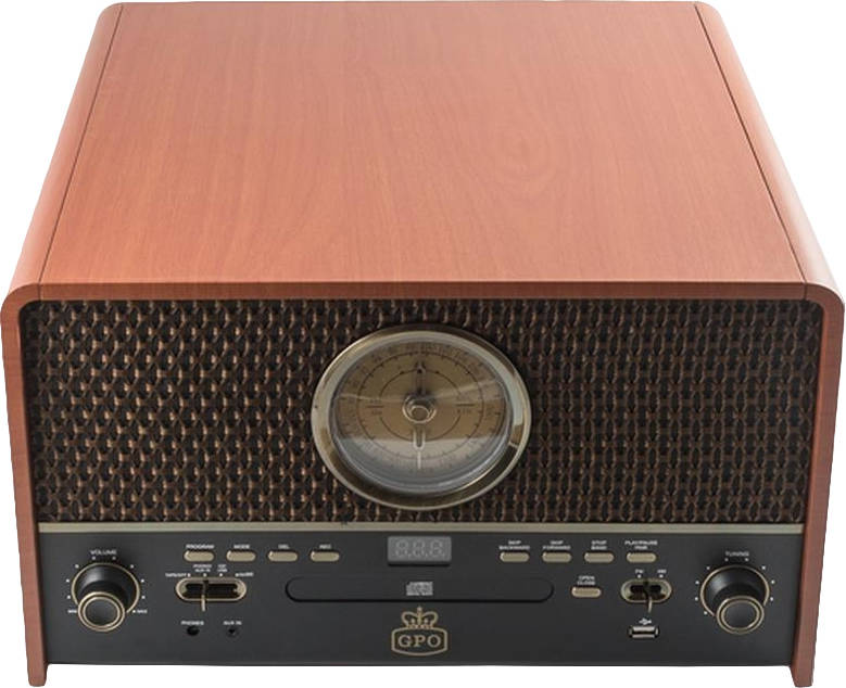Gpo Chesterton Reproductor de vinilos cd usb radio fm casetes entrada aux altavoces incorporados turntable tocadiscos madera
