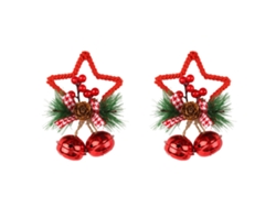 Adorno navideño casero para el árbol con campana de estrella de cinco puntas