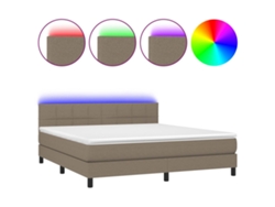 Maison Exclusive - Cama Box Spring Colchón Y Luces Led Tela Gris Taupe 180x200 Cm