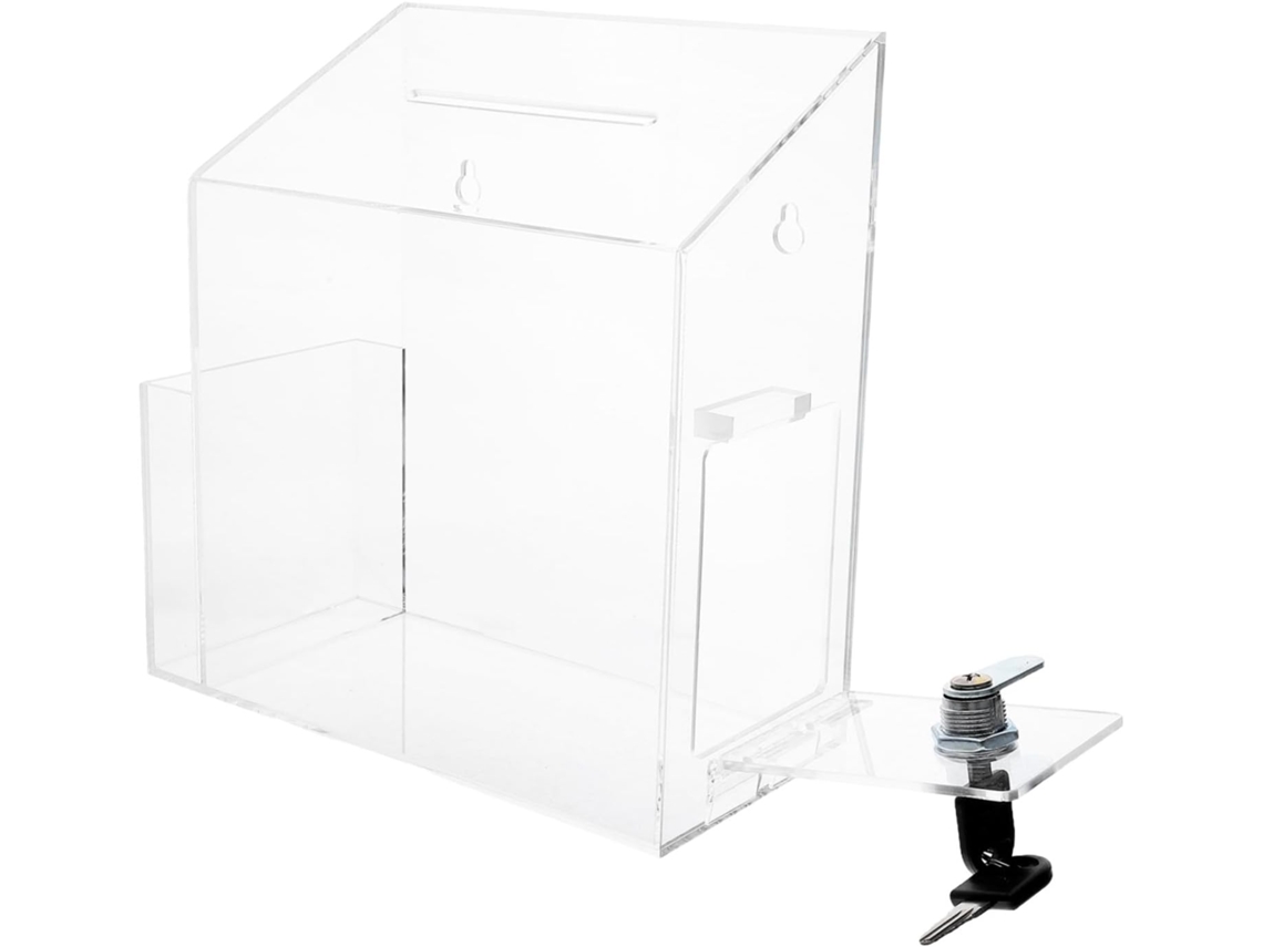 Caja De Donaciones De Acrílico Transparente Con Cerradura, Urna Compacta Para Oficinas Y Escuelas.