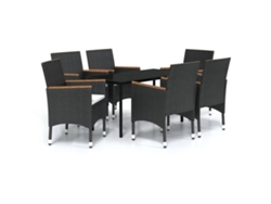 vidaXL Juego de comedor para jardín 7 piezas con cojines negro