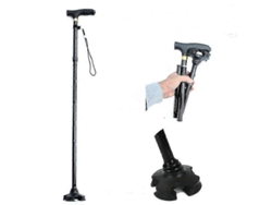 Bastón plegable Alpenstock para personas mayores, bastón de trekking ajustable con luz