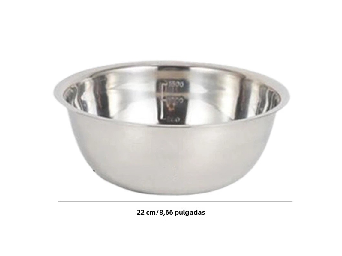 Recipiente graduado de acero inoxidable, ideal para mezclar ingredientes de sopas y aderezos para ensaladas. Mdug (2050 ml)