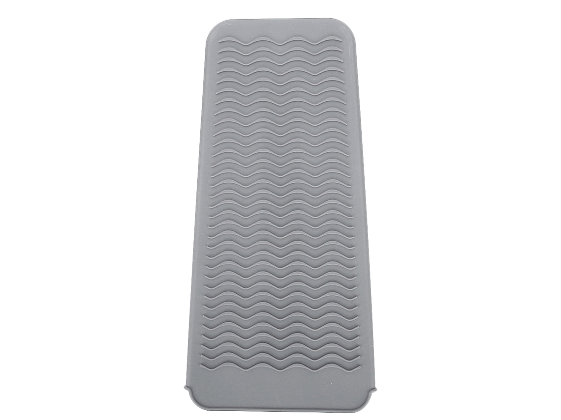 Bolsa de silicona resistente al calor para plancha de pelo, estuche de viaje antiadherente con asa (gris)