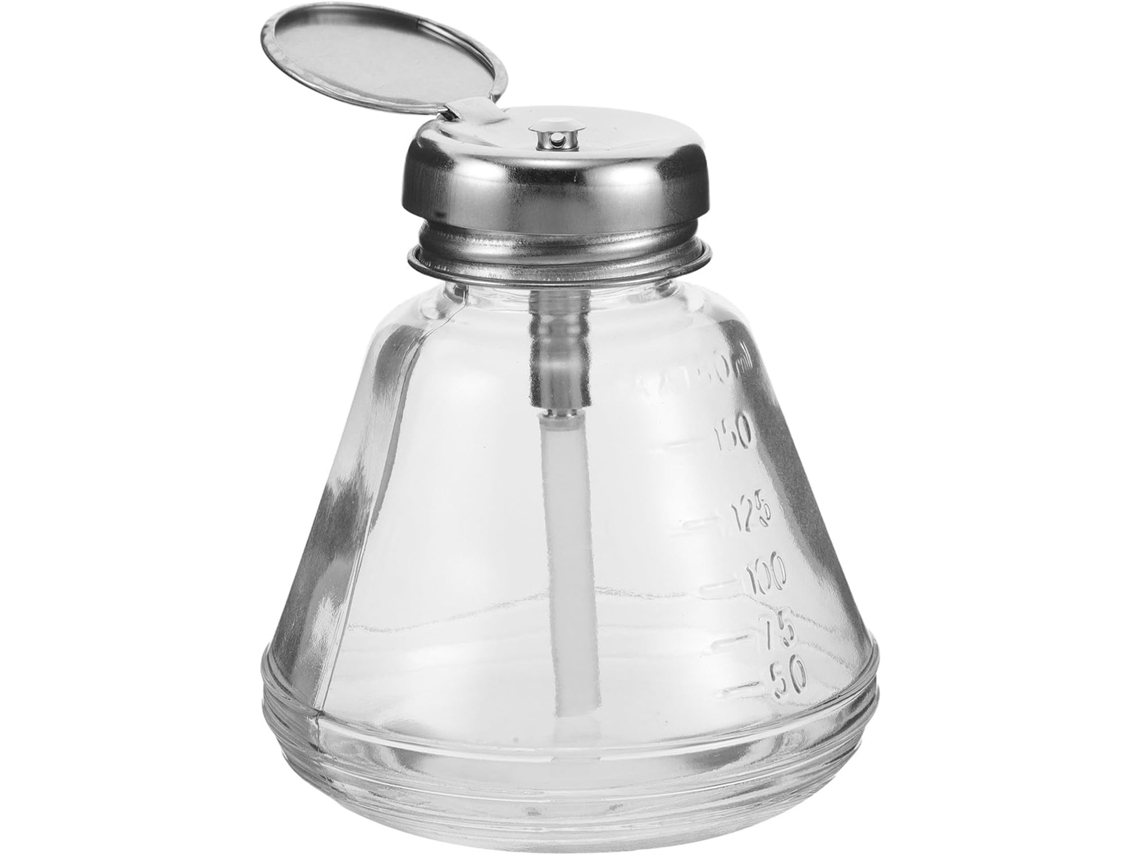 Frasco De Vidro Transparente Ciieeo De 180ml Com Bomba Hidráulica Para Removedor De Esmalte E