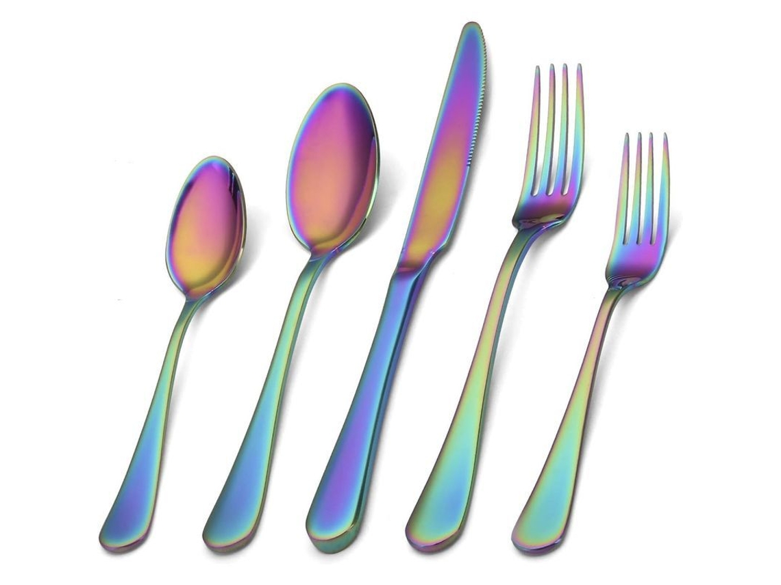 Juego de cubiertos Rebe de acero inoxidable con 5 piezas, utensilios de cocina, aptos para lavavajillas, para el hogar y restaurantes, multicolor.