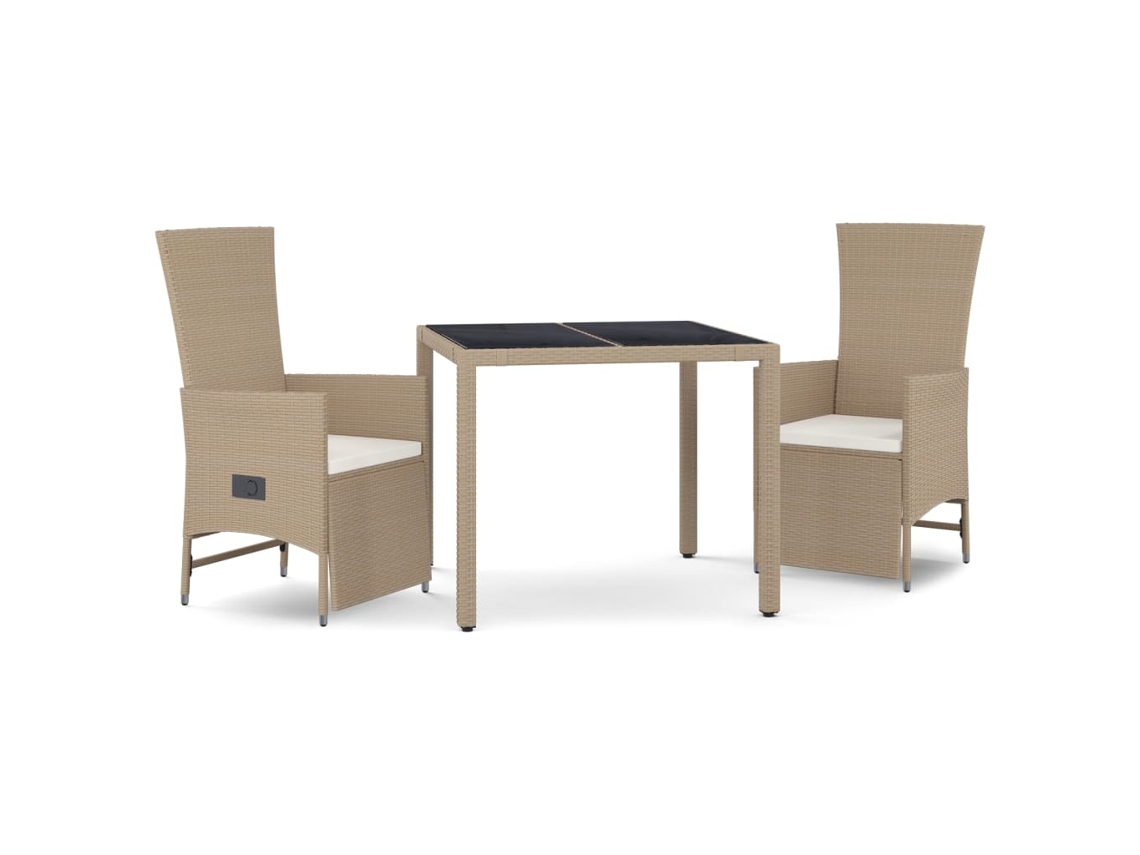 Maison Exclusive - Set Comedor De Jardín 3 Pzas Con Cojines Ratán Sintético Beige