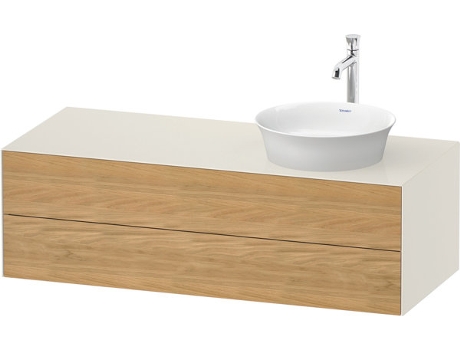 DURAVIT Tulip blanco, mueble de baño colgado en la pared, ancho 1300 x profundidad 550mm, con 2 cajones, con tecnología tip-on, WT4987R