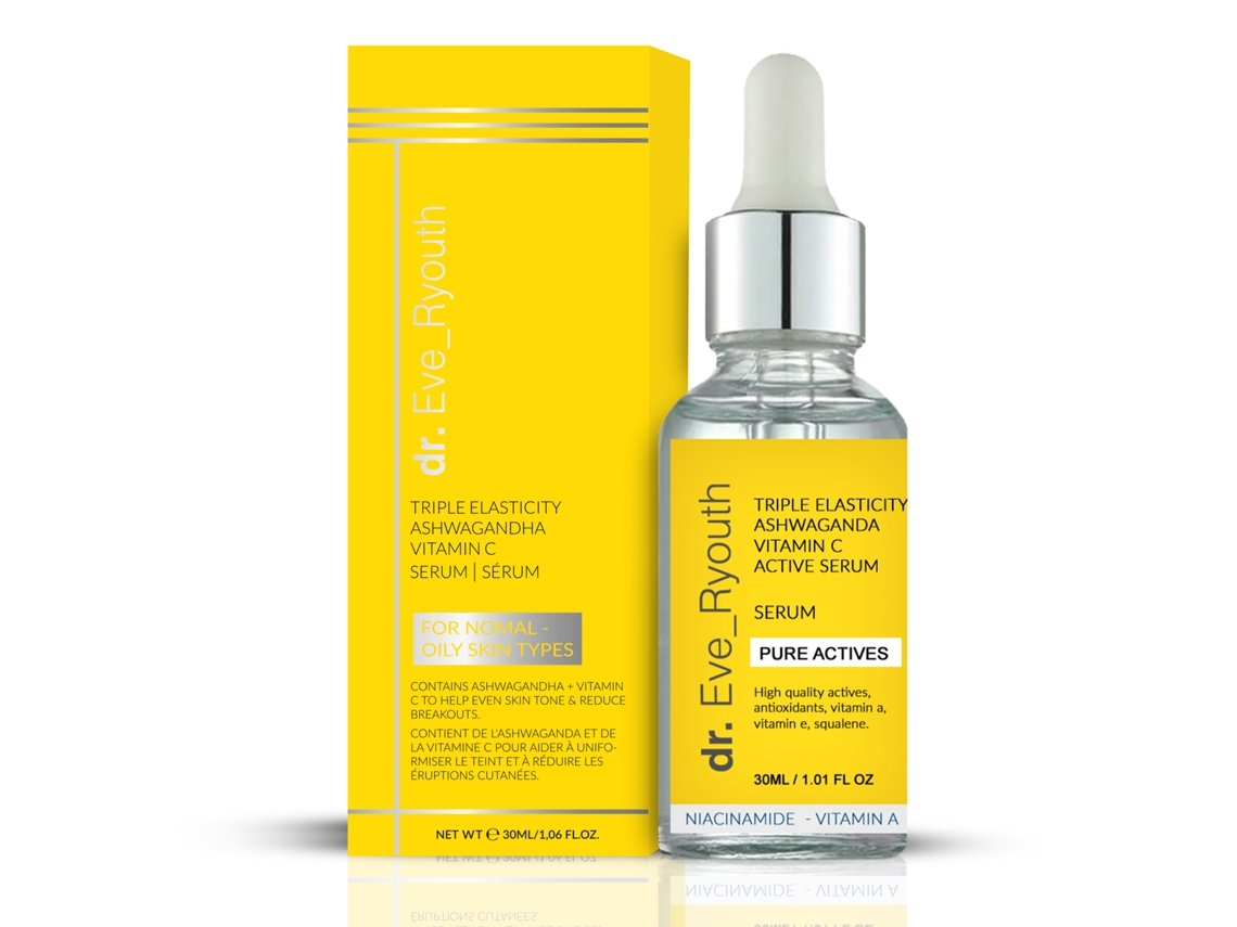 Potente suero activo de vitamina C Ashwaganda con triple elasticidad 30 ml Dr.Everyouth