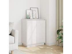 Aparador De Madera Maciza De Pino Blanco 60x34x75 Cm