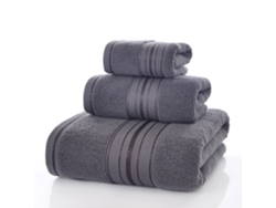 Conjunto De 3 Peças Toalhas Duráveis ​​de Puro Algodão, Alta Absorção E Suaves Para A Pele,cinza Escuro,35x35cm/35x75cm/70x140cm Gertiz