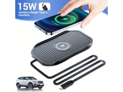 Cargador Inalámbrico Para Coche Con Dos Puertos De 15 W, Almohadilla De Silicona Antideslizante Y Conector Tc-c.