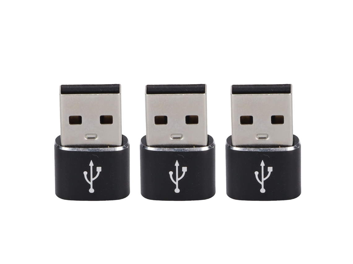 Adaptador USB 2.0 macho a USB C hembra que conecta una computadora portátil y un teléfono móvil