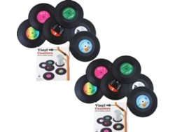 Juego de 12 posavasos retro para CD, color negro, protección para la mesa EIOORORRIY