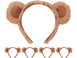 Diadema De 5 Piezas Con Orejas De Osito De Peluche Marrón, Diadema Adorable Para Niñas Y Mujeres.