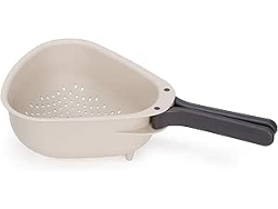 Colador grande con asa plegable, ideal para escurrir pasta y verduras, fácil de guardar, material resistente, color piedra, Joseph Joseph