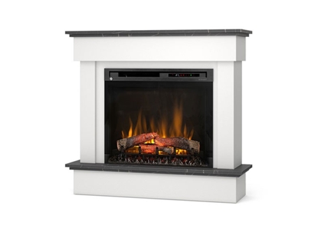 Chimenea LED eléctrica independiente TORMES 28' Blanco mate / mármol negro 111,5 x 102 x 33,5 OUTINFIRE