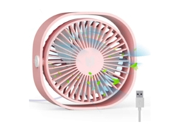 Ventilador de mesa USB Yizhood de 12,5 cm y 1,2 m, 3 velocidades, color rosa