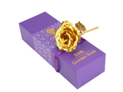 Rosa artificial hecha a mano en oro de 24 quilates: un regalo elegante y exclusivo para ocasiones especiales.