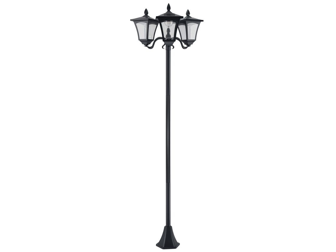 Luminária Solar Jardim 3 Leds Ip44 Sensor Noturno 51,5x47x182,5cm Preta